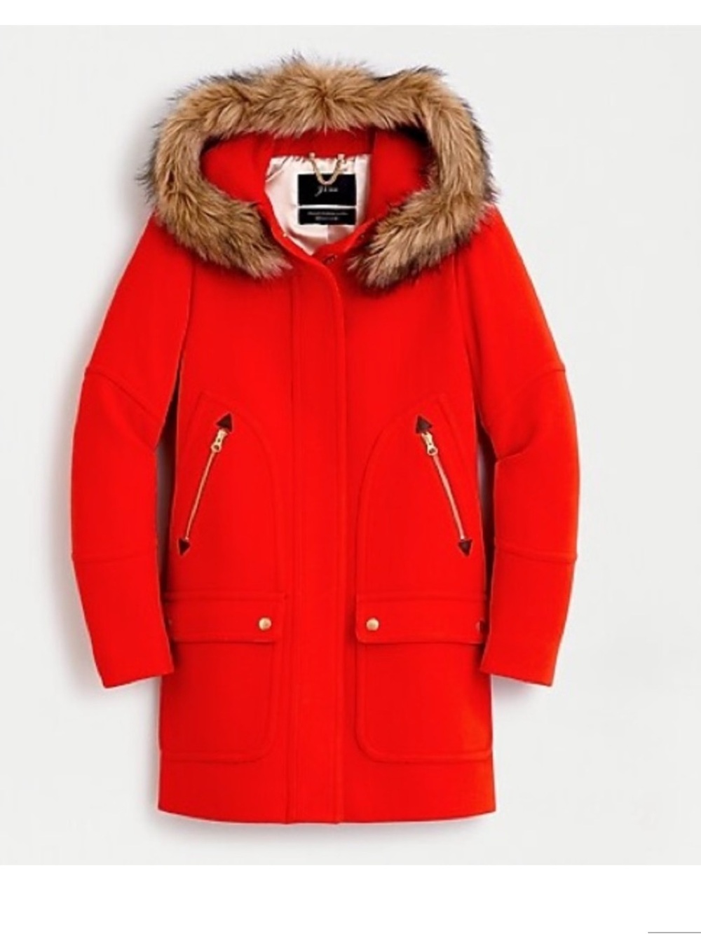 J.Crew Chateau Parka Italian Stadiumcloth Wool- Size 16 Electric Red